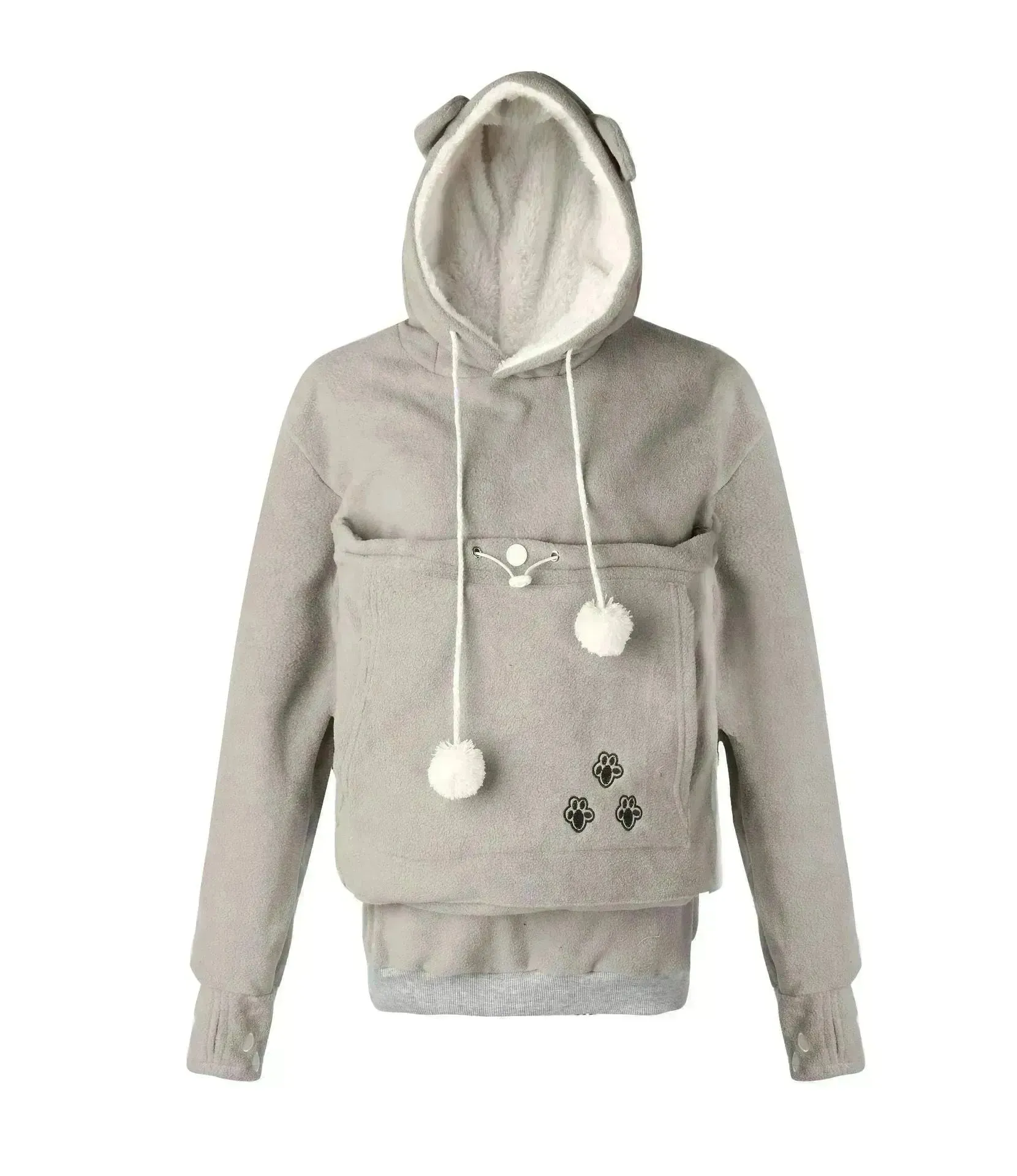 Women Embroidery Big Pocket Hoodie Pullovers Fall Winter Sweatshirt