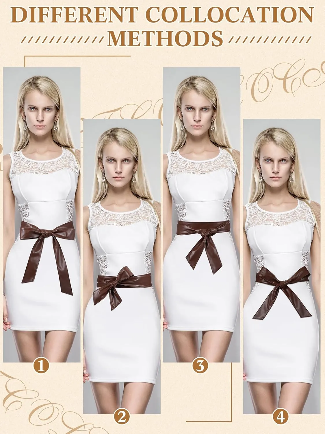 Women Leather Wrap Belt Obi Waist Fashion Tie Belt PU Sash for Dress Coat 1.85 Wide