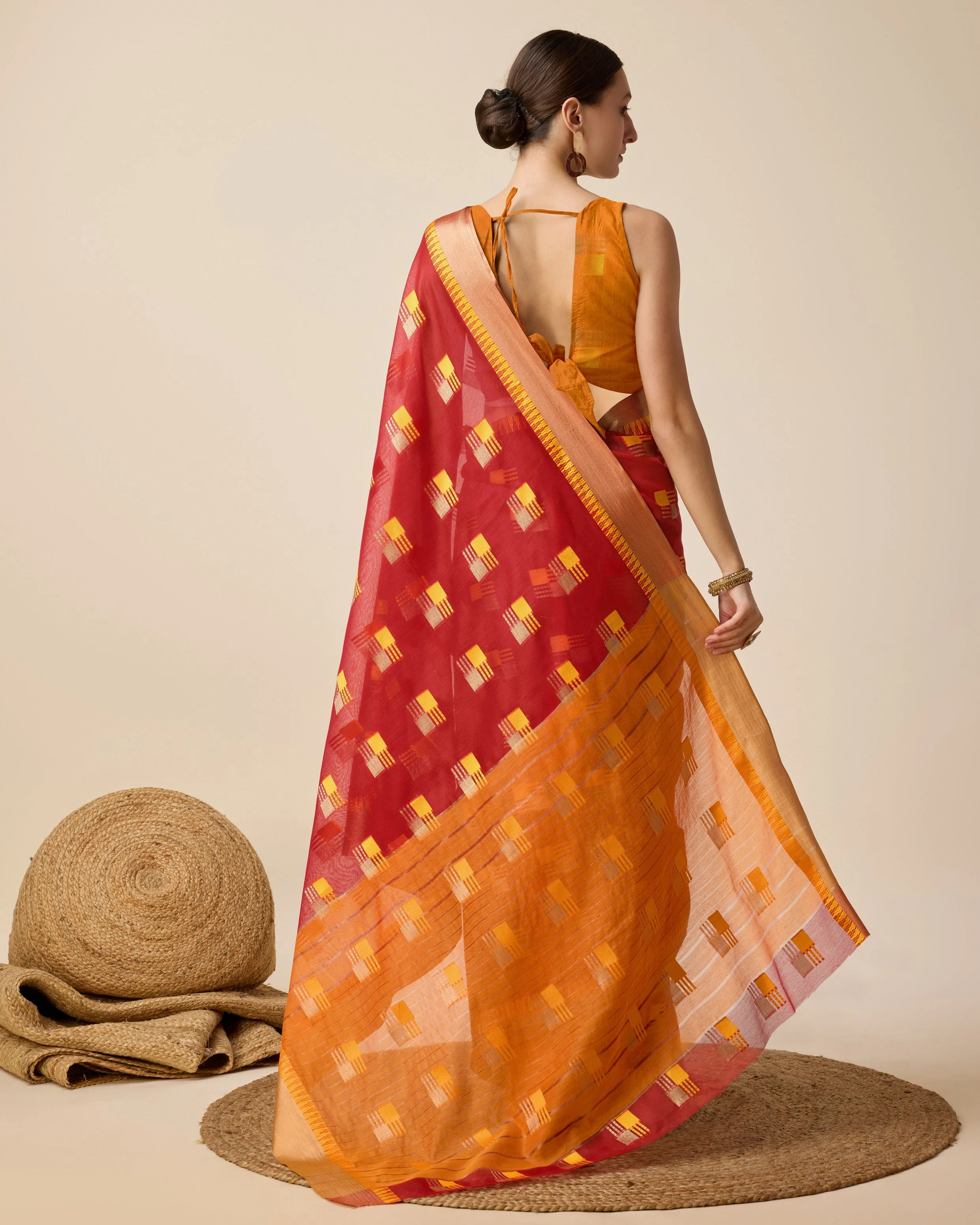 Women Party Wear Designer Semi Cotton Soft Silk Saree With Un Stitched Blouse