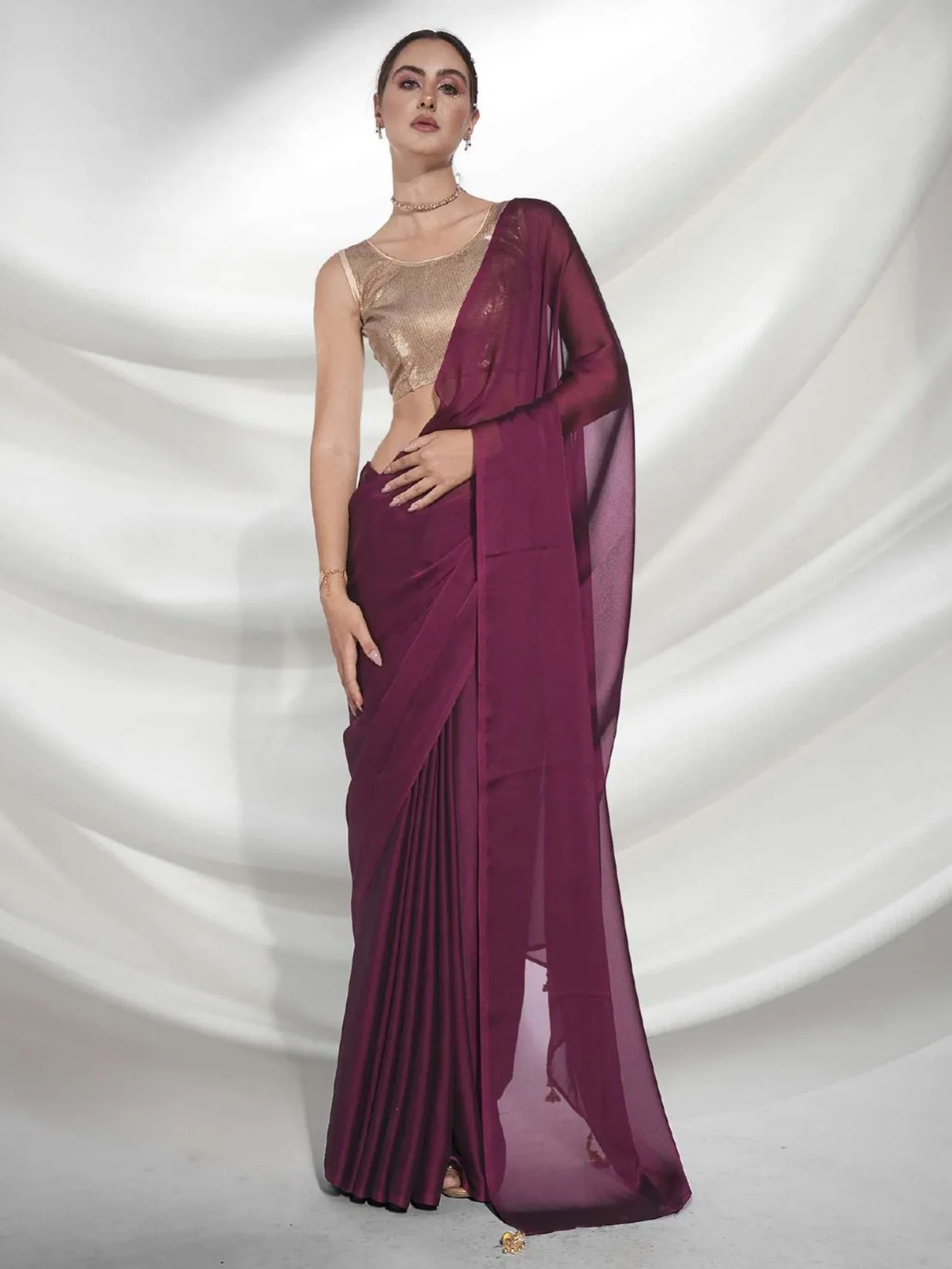 Women Party Wear Plain Dark Pink Colour Rangoli Silk Saree Collection