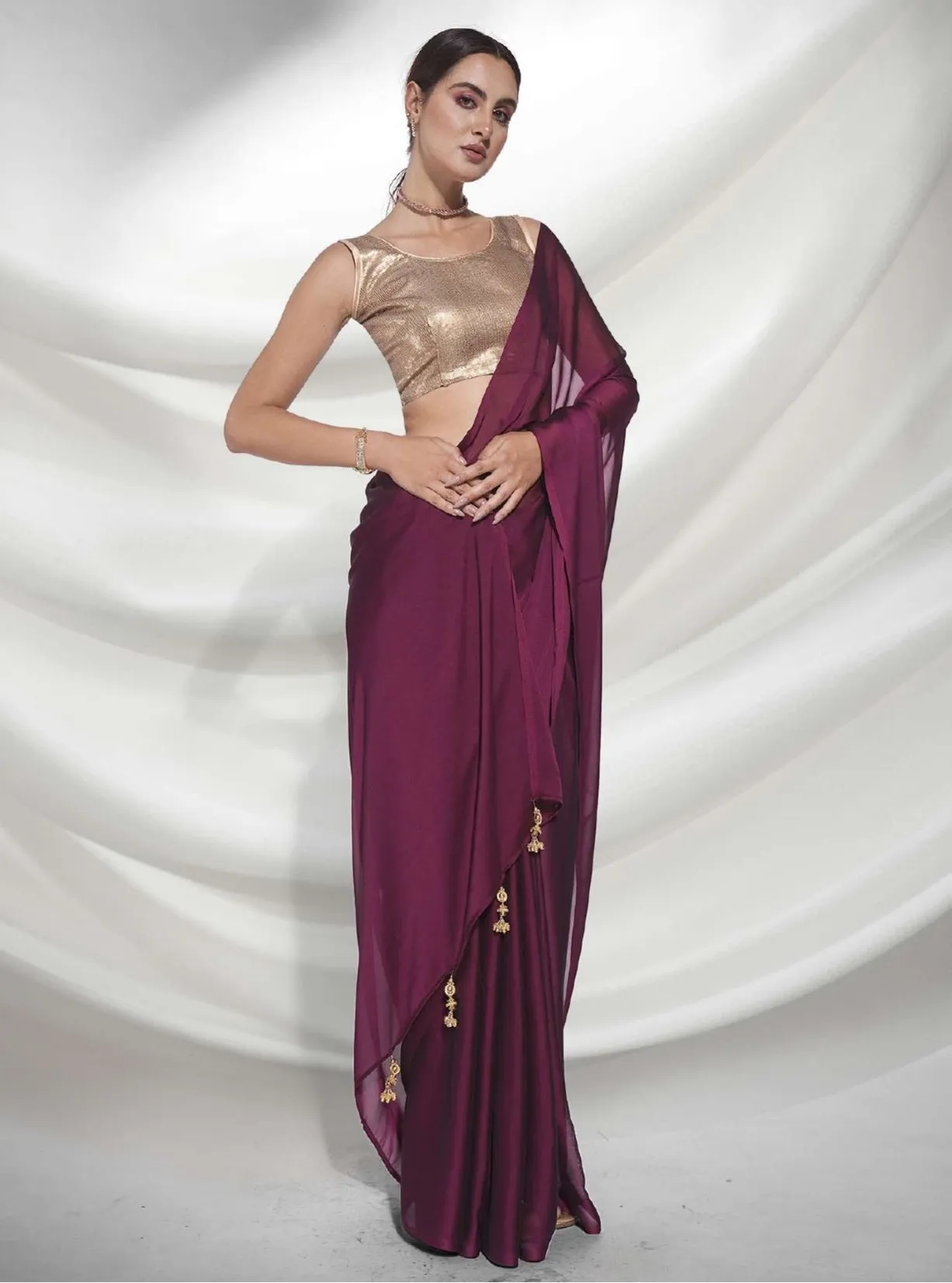 Women Party Wear Plain Dark Pink Colour Rangoli Silk Saree Collection