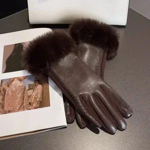 Women's PU Leather Winter Gloves