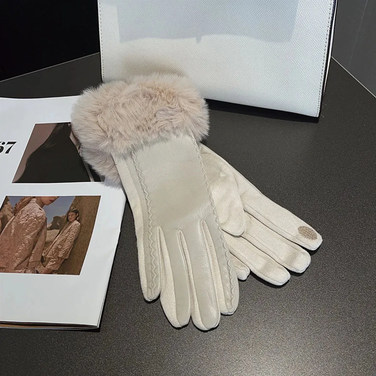 Women's PU Leather Winter Gloves